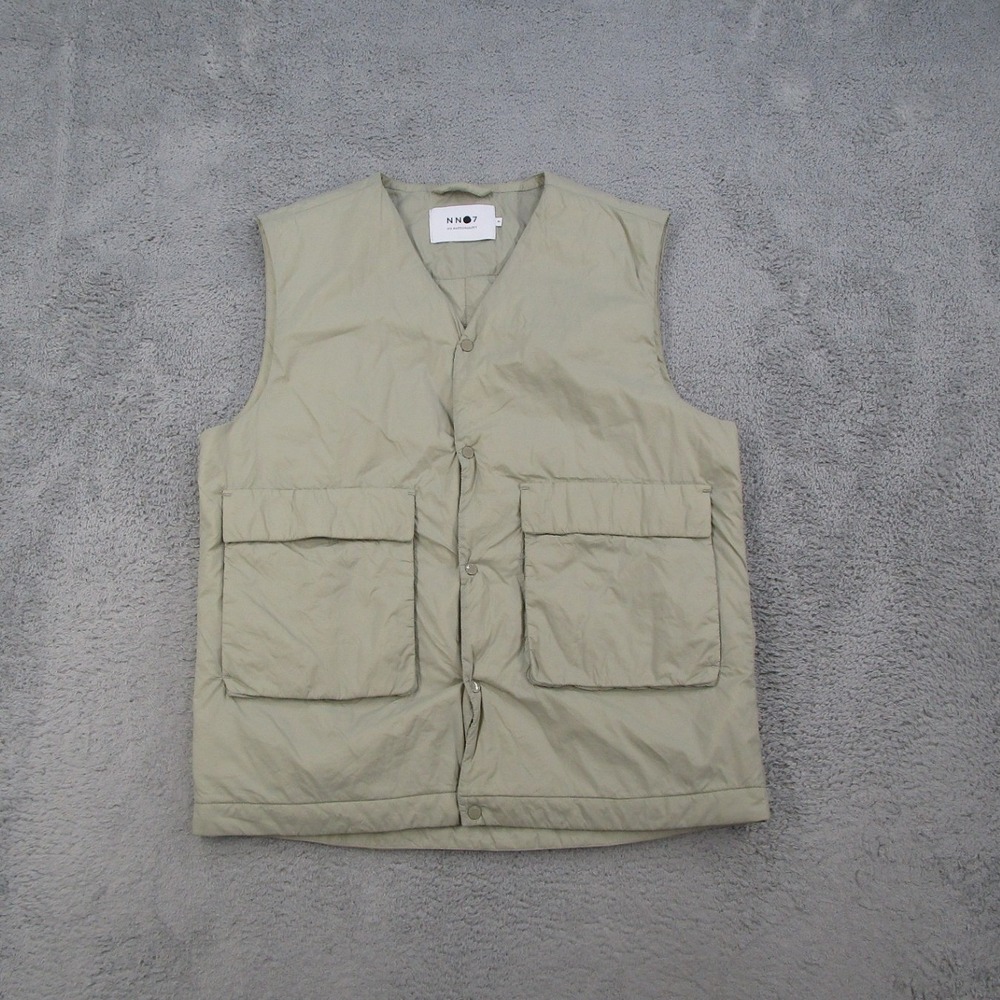 NN07 Barney Vest 8429 Mens Medium Khaki Green PrimaLoft Insulated Gilet Snap
